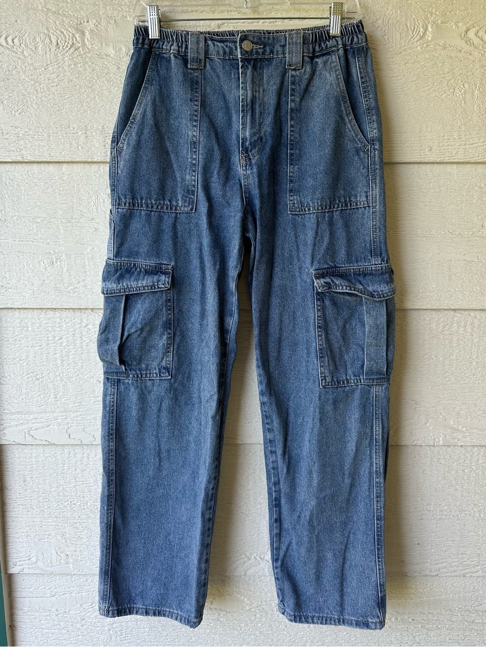 Blue denim cargo pants